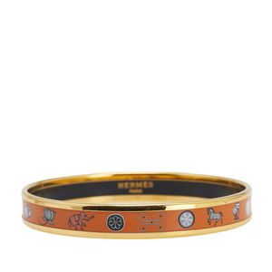 Pre-Loved Hermes Narrow Enamel Cloisonne Bangle 62